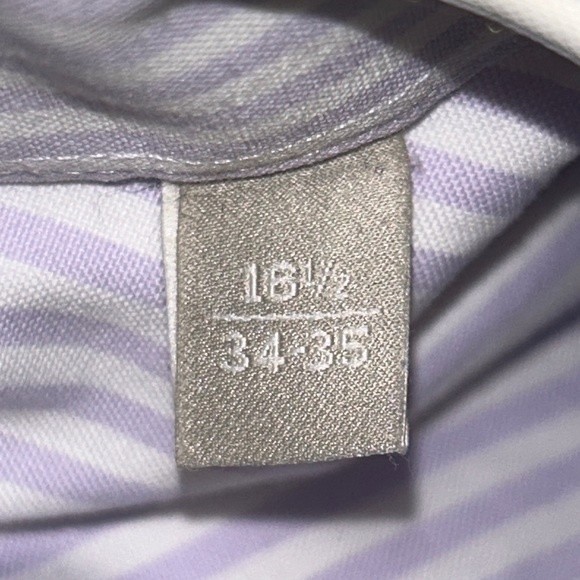 Nordstrom Striped Dress Shirt Button Down White Lavender 100% Cotton size 16.5 - Picture 9 of 12